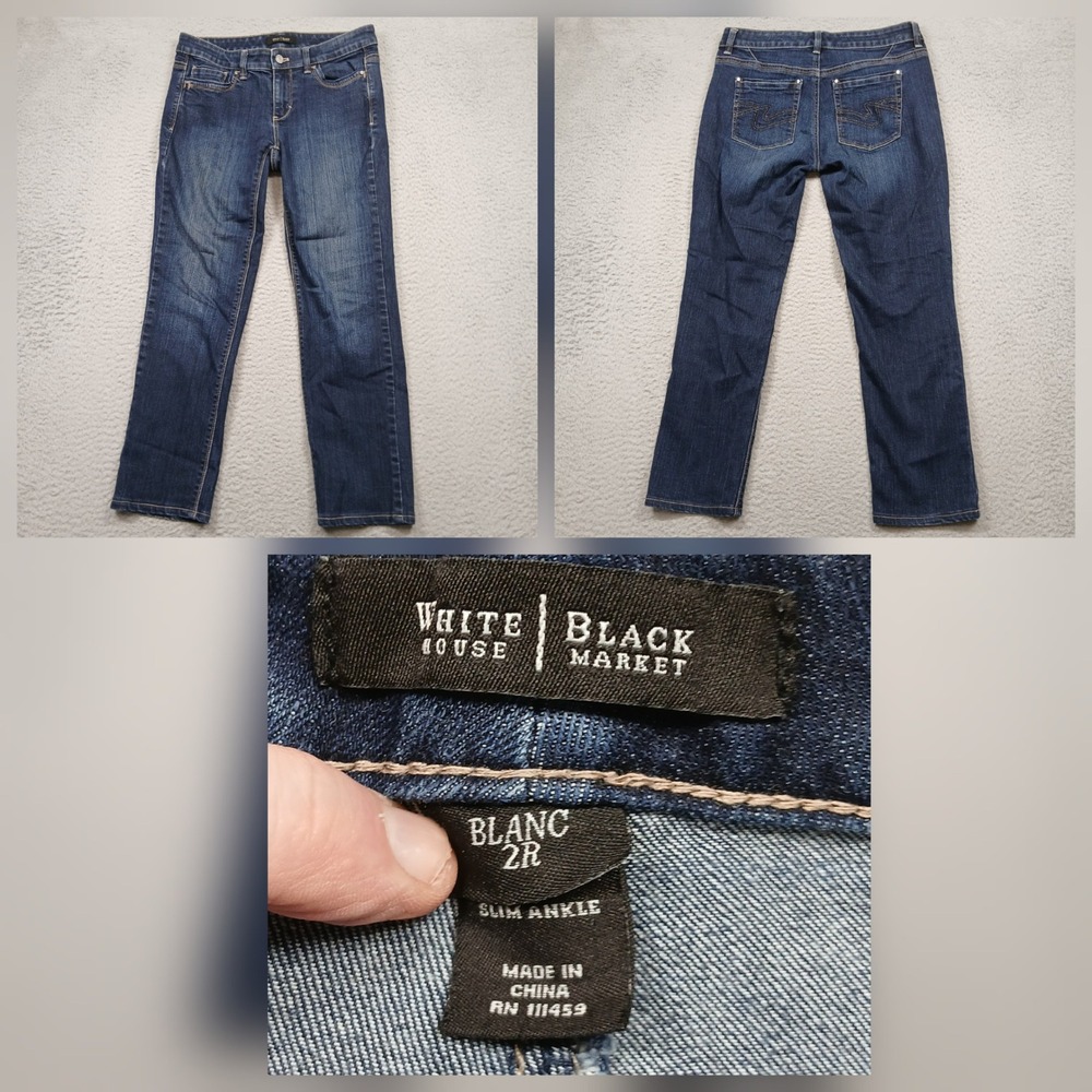 White House Black Market Jeans Women's 2R Blue Slim Ankle Stretch Denim